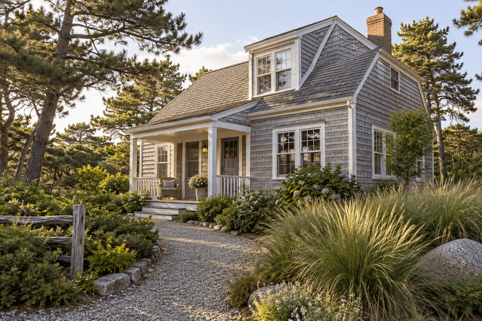 Generated fictional exterior of the Willow vacation cottage